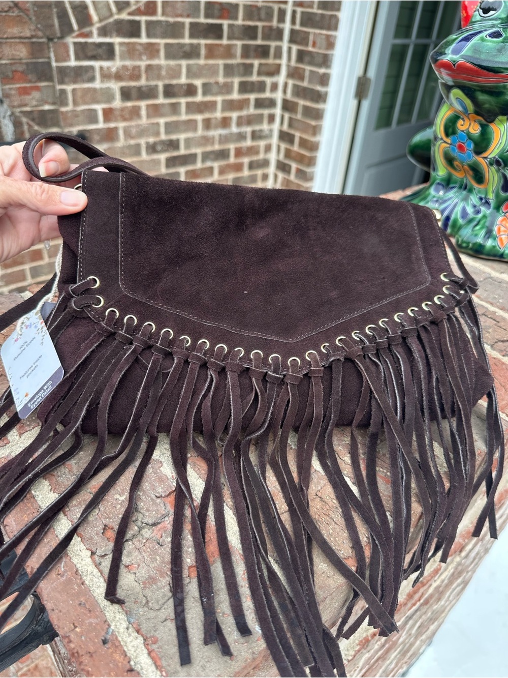Haute Hippie Chocolate Brown Suede Fringe Crossbody - Picture 6 of 10